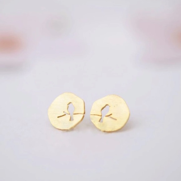 “Tweet” Bird Plate Minimalist Simple Stud Earrings - Picture 7 of 9